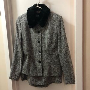Suit with Removable Faux Fur Collar